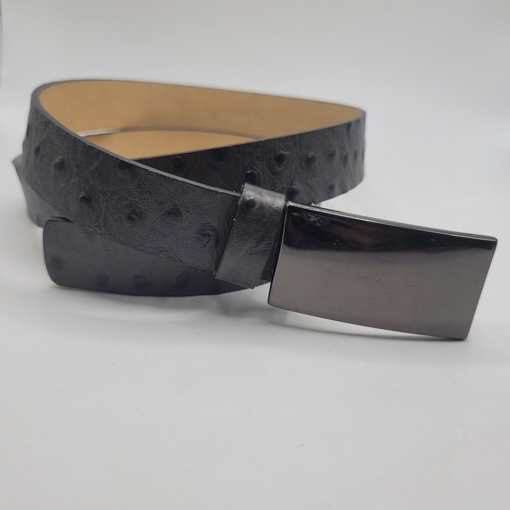Banana Republic Belt Small Gray Leather Ostrich Embossed Tailored Italy Dress